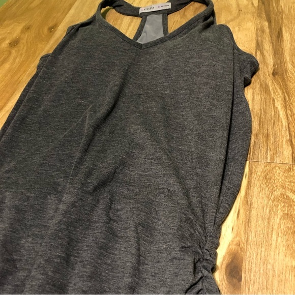ATHLETA Womens Medium Heathered Grey Sleeveless Ruched Side Dress Built-in Bra - Picture 4 of 10